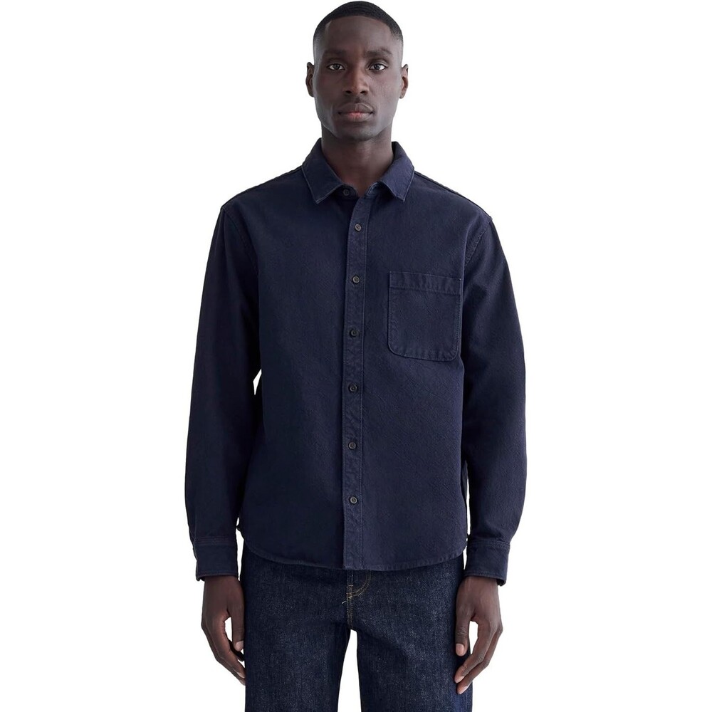EVERLANE Men’s The Canvas Organic Cotton Overshirt L  Blue Heavy Relaxed NWT B84